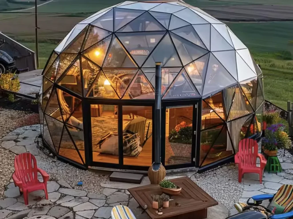 Geodesic Dome House Kit – All-Glass Luxury Glamping Dome – Tetra Glass by The Dome House